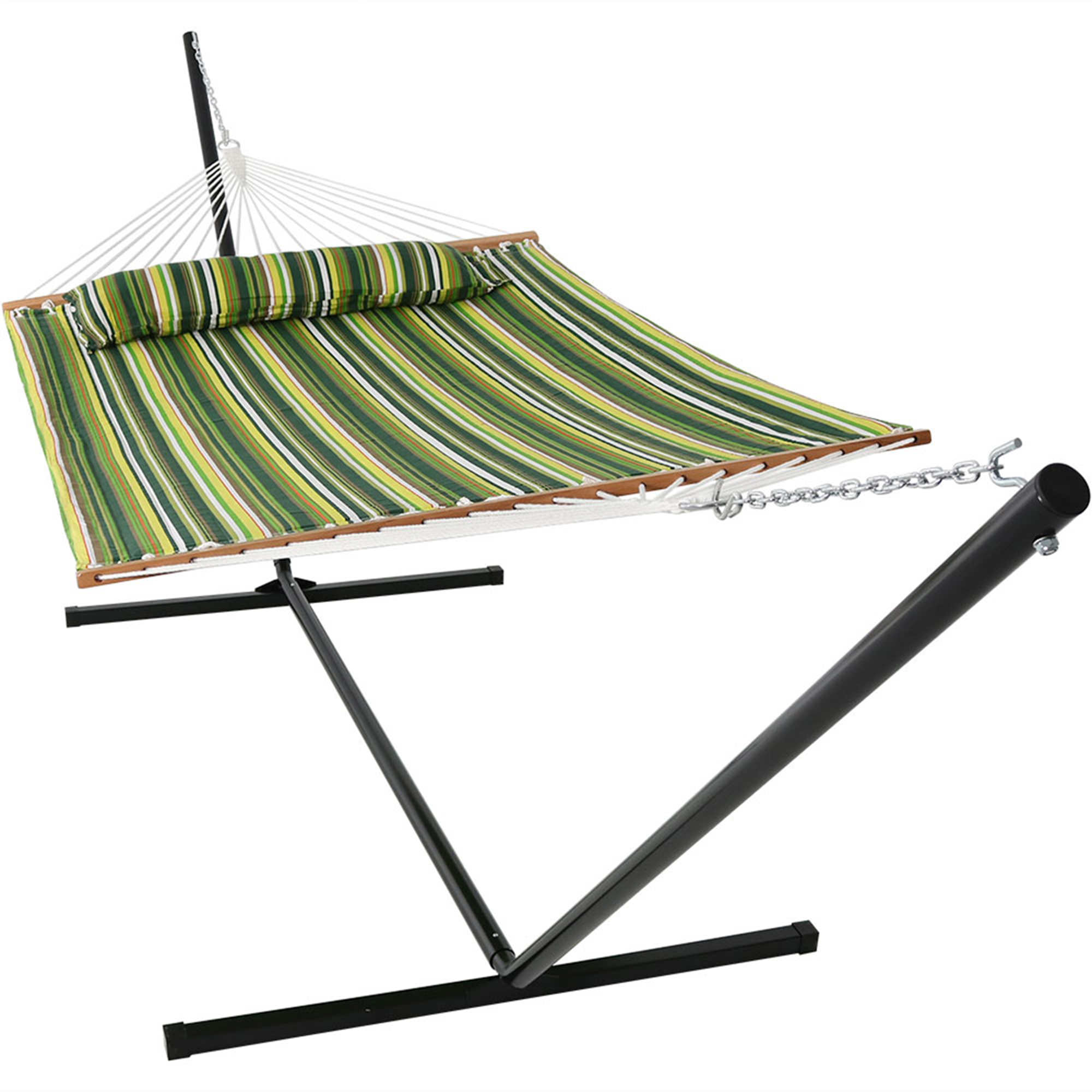 Sunnydaze Decor Quilted Hammock with 15ft. Stand, Melon, Model# LY-QFH-MS-COMBO15